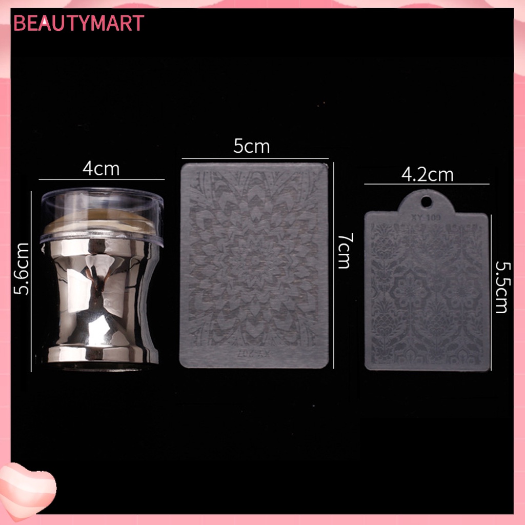 1 Bộ Dụng Cụ In Hình Móng Tay Bằng Silicone Kèm Nắp Đậy Dành Cho Salon Làm Móng