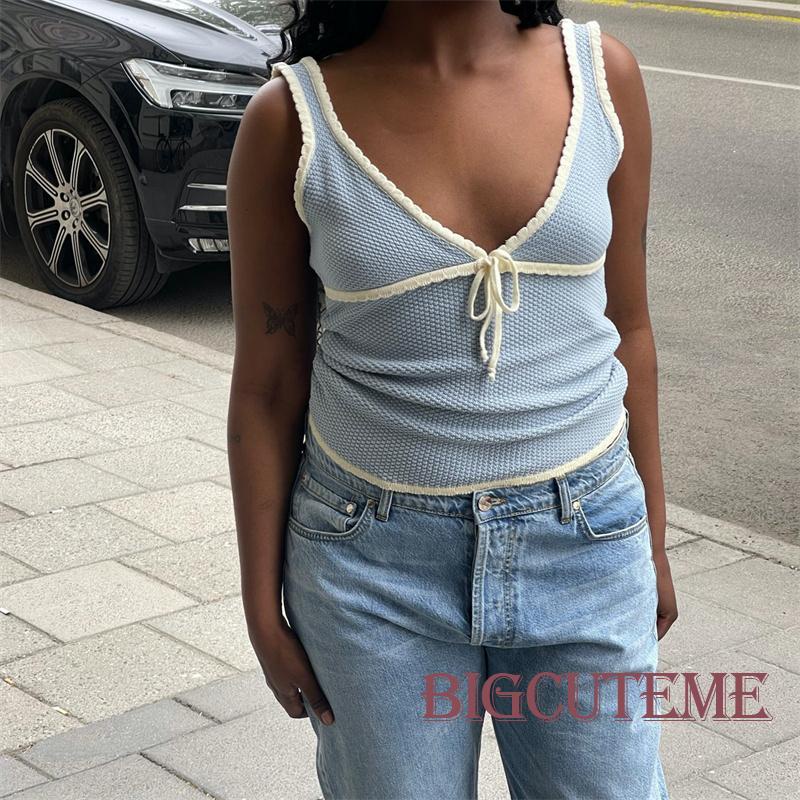 Áo Tank Top Không Tay Cổ Chữ V Thời Trang Mùa Hè Sành Điệu Cho Nữ