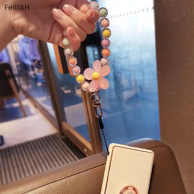 [Felli] 1 Dây Đeo Điện Thoại Xỏ Hạt Pha Lê Màu Macaron Chống Thất Lạc Phong Cách Ins 439br