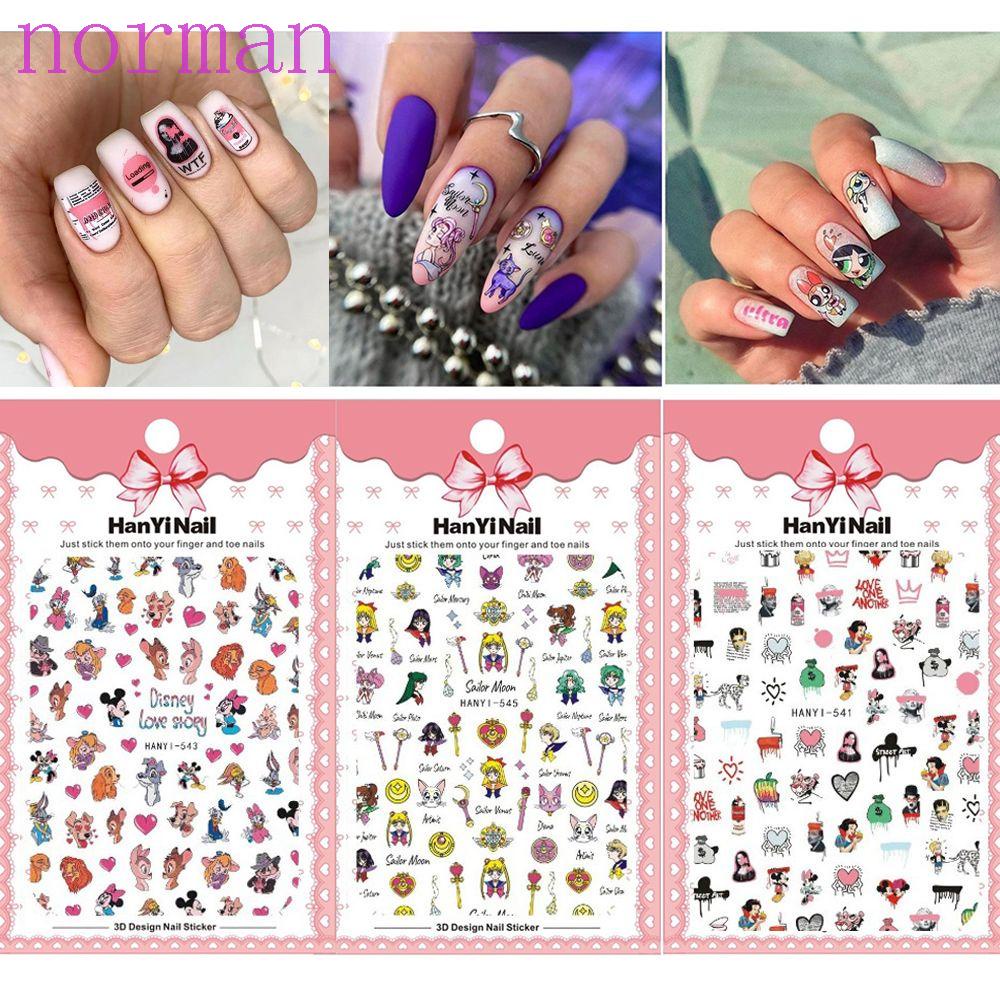 Norman Nhãn Dán Móng Tay Tự Dính Hình Hoạt Hình Thủy Thủ Mặt Trăng / Chuột Mickey Đáng Yêu Dành Cho Bé Gái