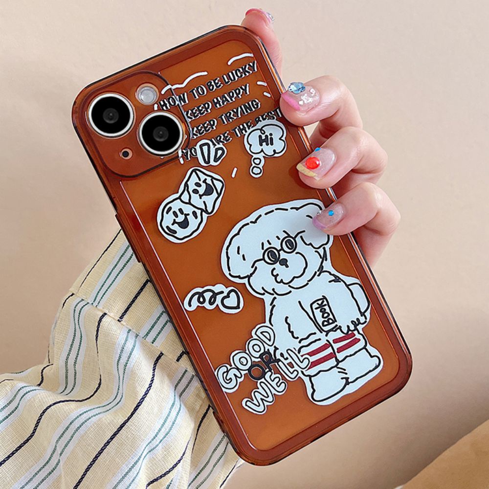 Ốp Điện Thoại TPU Mềm Chống Sốc Chống Bụi Bẩn In Hình Cún Đeo Kính Cho IPhone 11 14 13 12 Pro Max XS XR 7 8 Plus