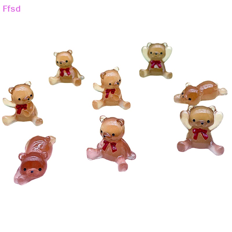{Ffsd} Bộ 2 Tượng Gấu Hoạt Hình Dạ Quang Thu Nhỏ Bằng Nhựa Resin Trang Trí Tiểu Cảnh / Xe Hơi