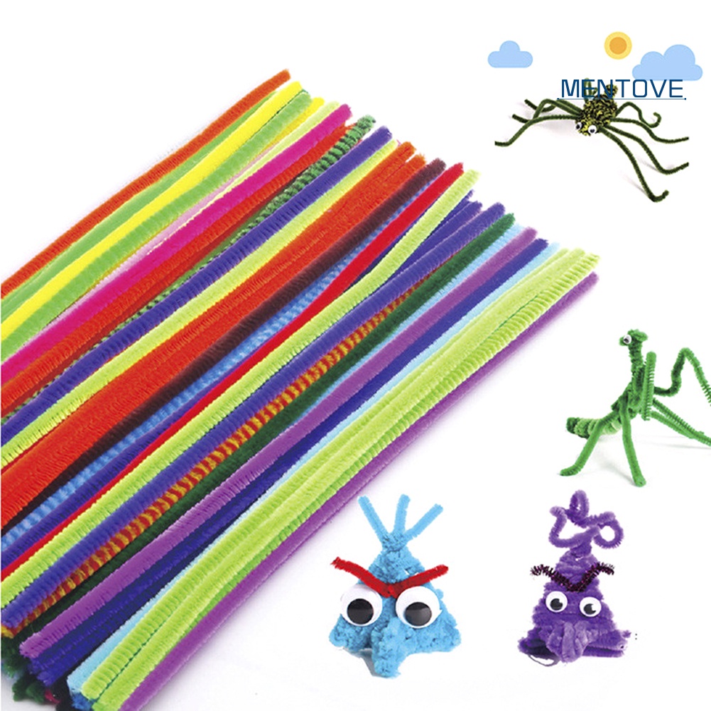 Set 100 Viên Sợi Chenille Nhiều Màu Sắc Làm Đồ Thủ Công Nghệ Thuật DIY Cho Bé