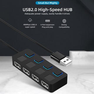 Usb 2.0 Hub Multi Splitter 4 Ports Expander Multiple Use Power Adapter With Switch For Pc Computer [Q/15]