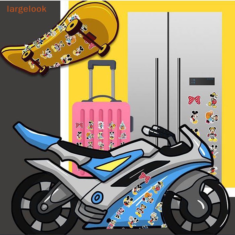 Túi 50 Miếng Dán Hình Chuột Mickey Hoạt Hình Trang Trí Ván Trượt / Guitar / Điện Thoại