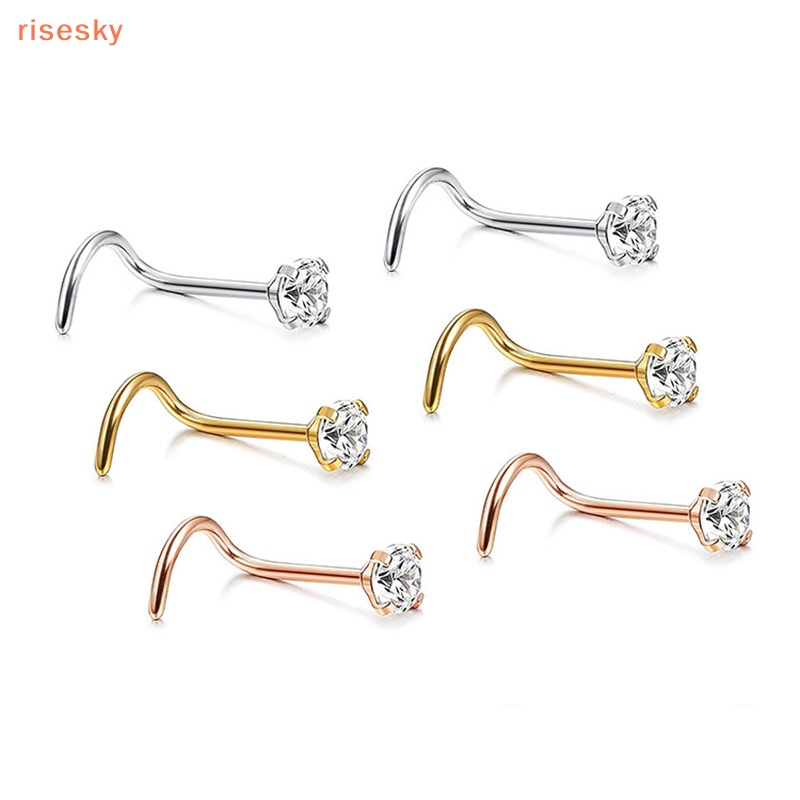 1 Khuyên Mũi Bằng Thép Không Gỉ Đính Pha Lê Thời Trang