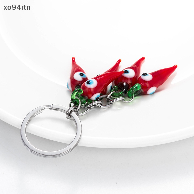 Tn Móc Khóa Kim Loại Hình Mắt Xanh Dương Đỏ Chili Ớt Thời Trang Sáng Tạo Làm Quà Tặng Trang Sức Cho Nam Và Nữ n