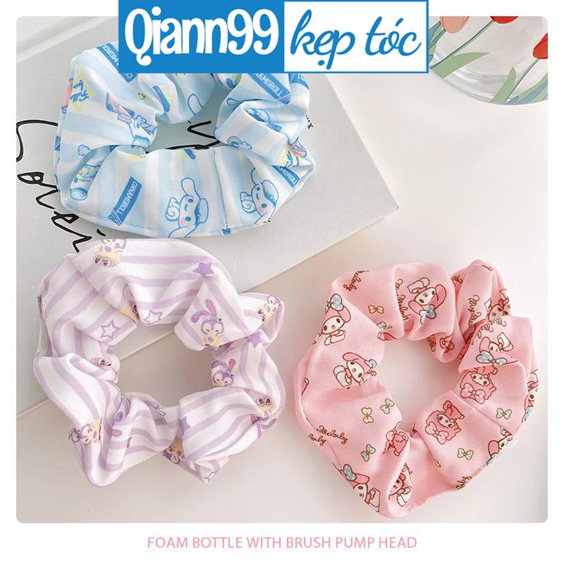 ❤️Dây Buộc Tóc Cao Su Bọc Vải Lông Hình Búp Bê Sanrio Kuromi Dễ Thương Thời Trang Thu Đông