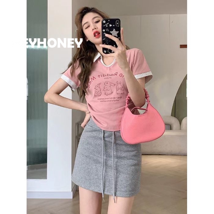 HEYHONEY Áo baby tee croptop 2023 Thời Trang Nữ A29J1AM