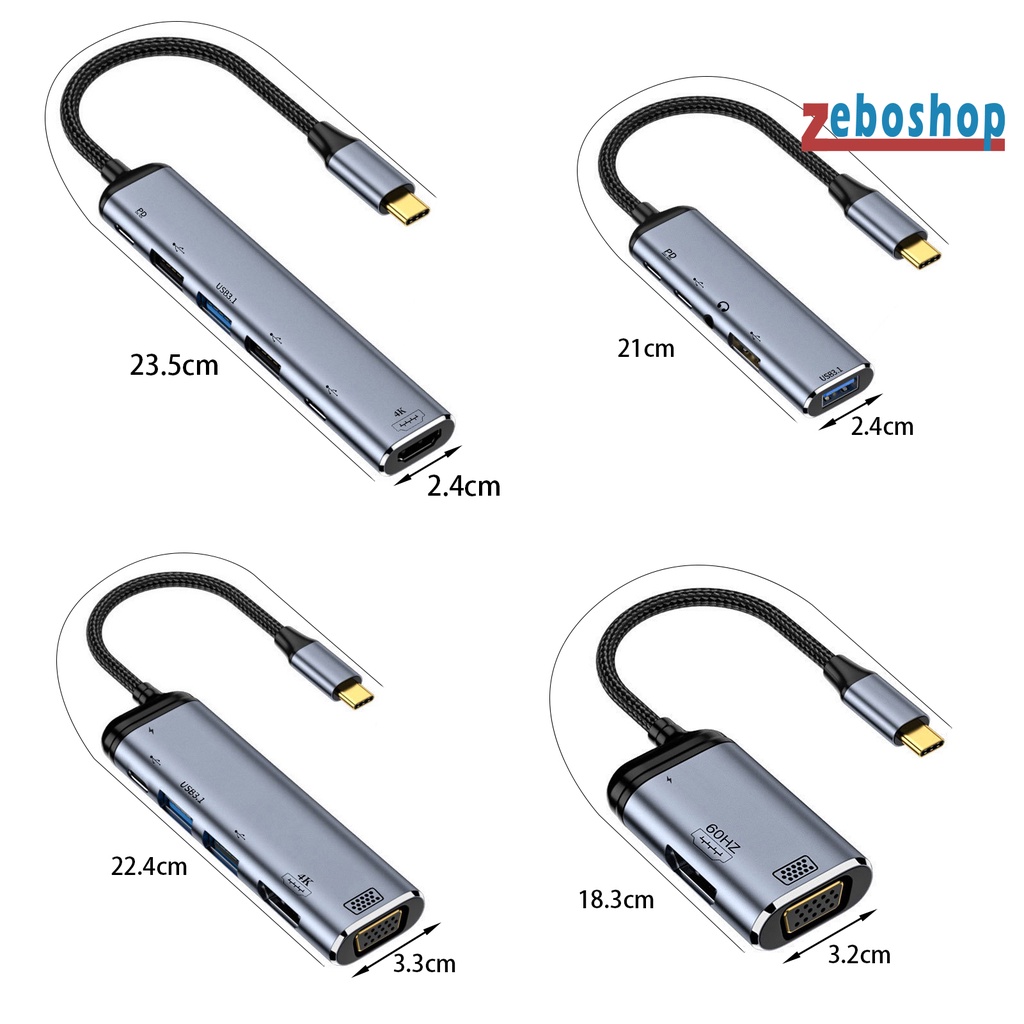 Hub Chia Cổng Type-C Bằng Dây Bện Rộng 4K 60Hz HDMI-Chuyên Dụng Cho Máy Tính