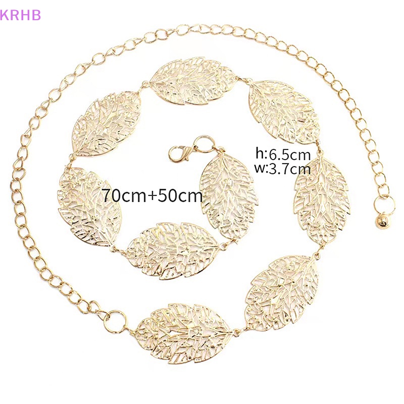 Thắt Lưng Dây Xích Mảnh Mặt Hình Chiếc Lá Bằng Kim Loại Đơn Giản Thời Trang Cho Nữ Mới