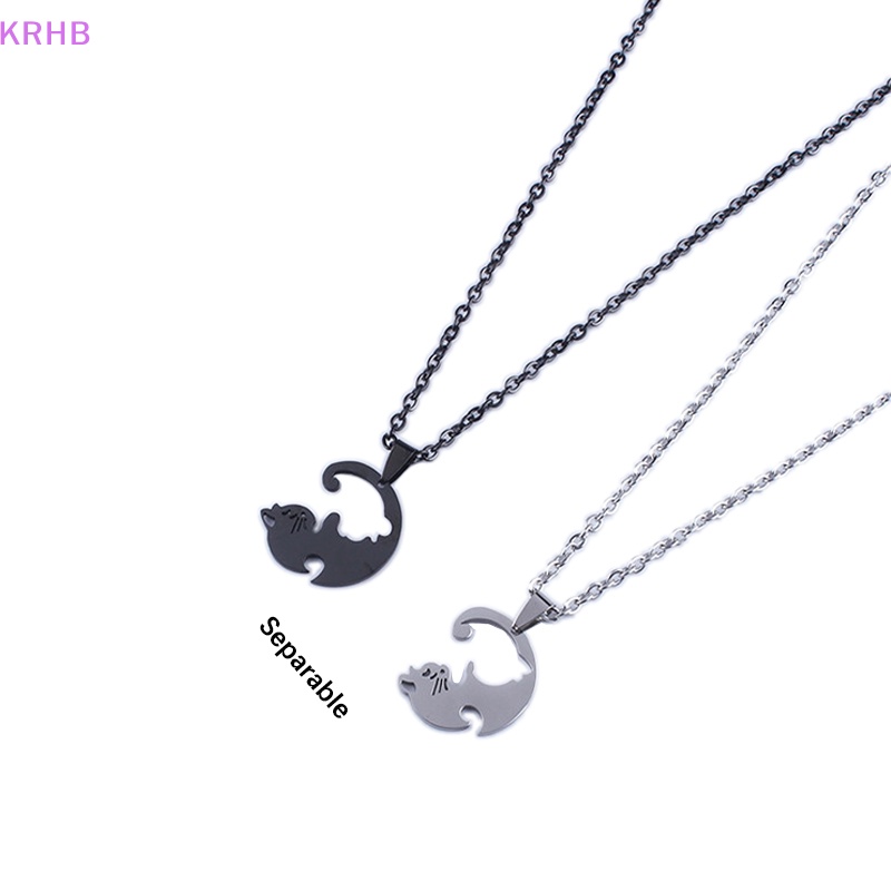 1 Cặp Vòng cổ Bằng Thép Không Gỉ Mặt Hình Mèo Ôm Nhau Thời Trang Dành Cho Cặp Đôi Mới