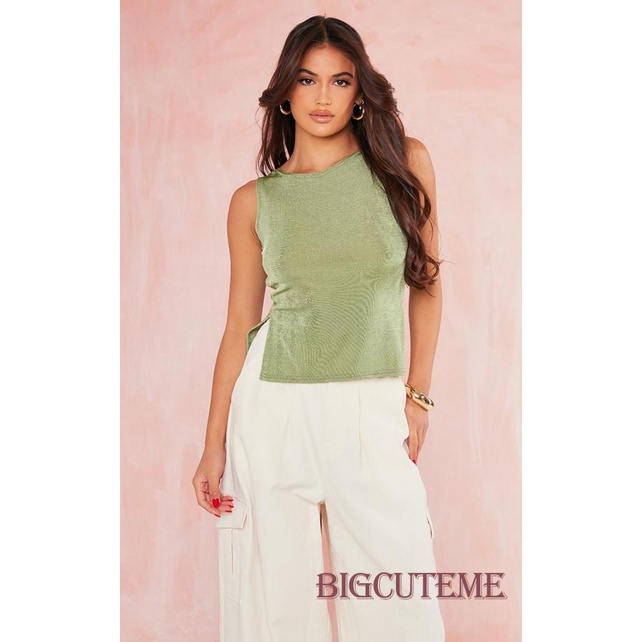 Áo Sát Nách Cổ Tròn Màu Trơn Xẻ Tà Bên Hông Thời Trang Mùa Hè Cho Nữ