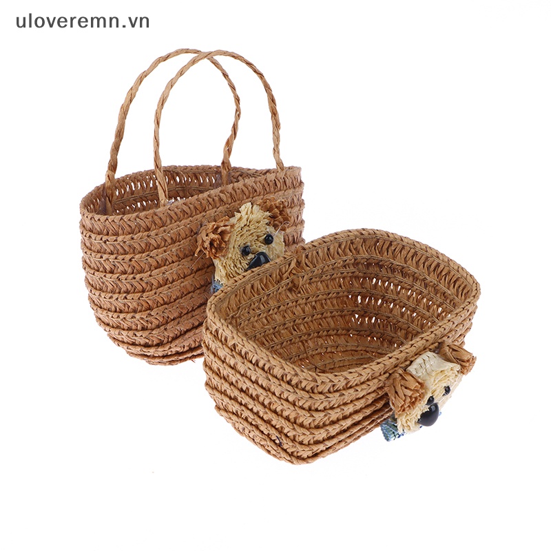 Giỏ Đan Mini Đựng Đồ Đa Năng Cho Nhà Búp Bê Tỷ Lệ 1 / 12