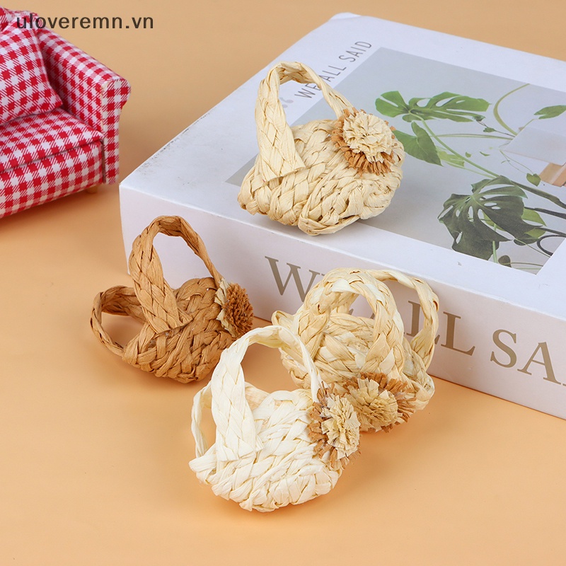 Giỏ Đan Lát Thủ Công Mini Tỷ Lệ 1 / 6 Trang Trí Nhà Búp Bê