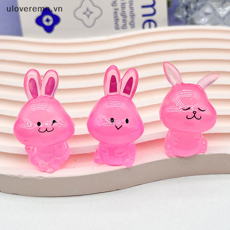 Mô Hình Chú Thỏ Mini Bằng Resin Màu Dạ Quang Dễ Thương Trang Trí Nhà Búp Bê DIY