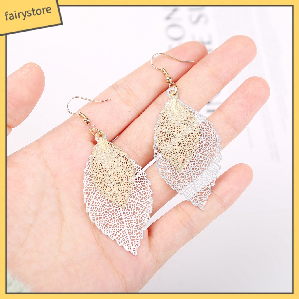 1 Đôi Bông Tai Hình Chiếc Lá Nhiều Màu Sắc Phong Cách Boho Cổ Điển Dành Cho Nữ