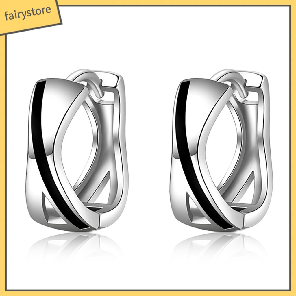 1 Đôi Bông Tai Tròn Màu Sắc Tương Phản Phong Cách Hip Hop Dành Cho Nữ