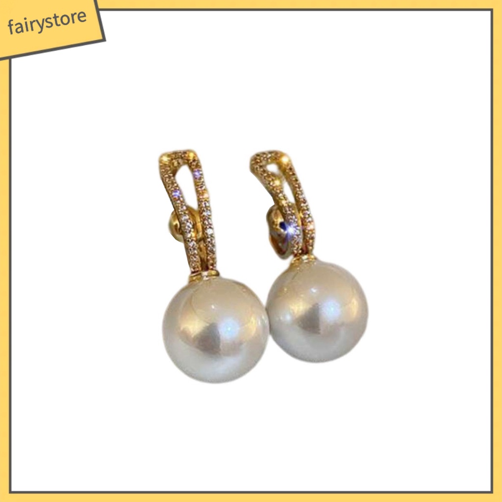 1 Đôi Bông Tai Đính Ngọc Trai Giả Độ Bóng Cao Chống Mài Mòn Thời Trang Cho Nữ