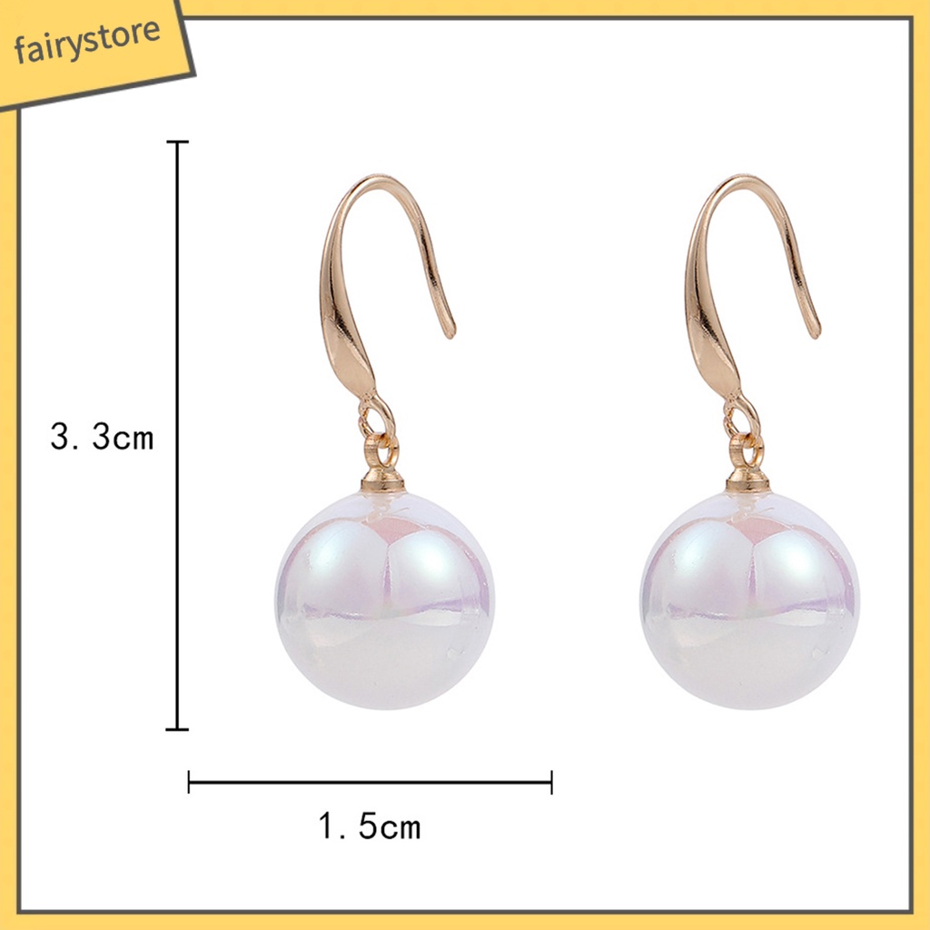 1 Đôi Bông Tai Đính Ngọc Trai Giả Màu Trắng Sáng Bóng Thanh Lịch Dành Cho Nữ