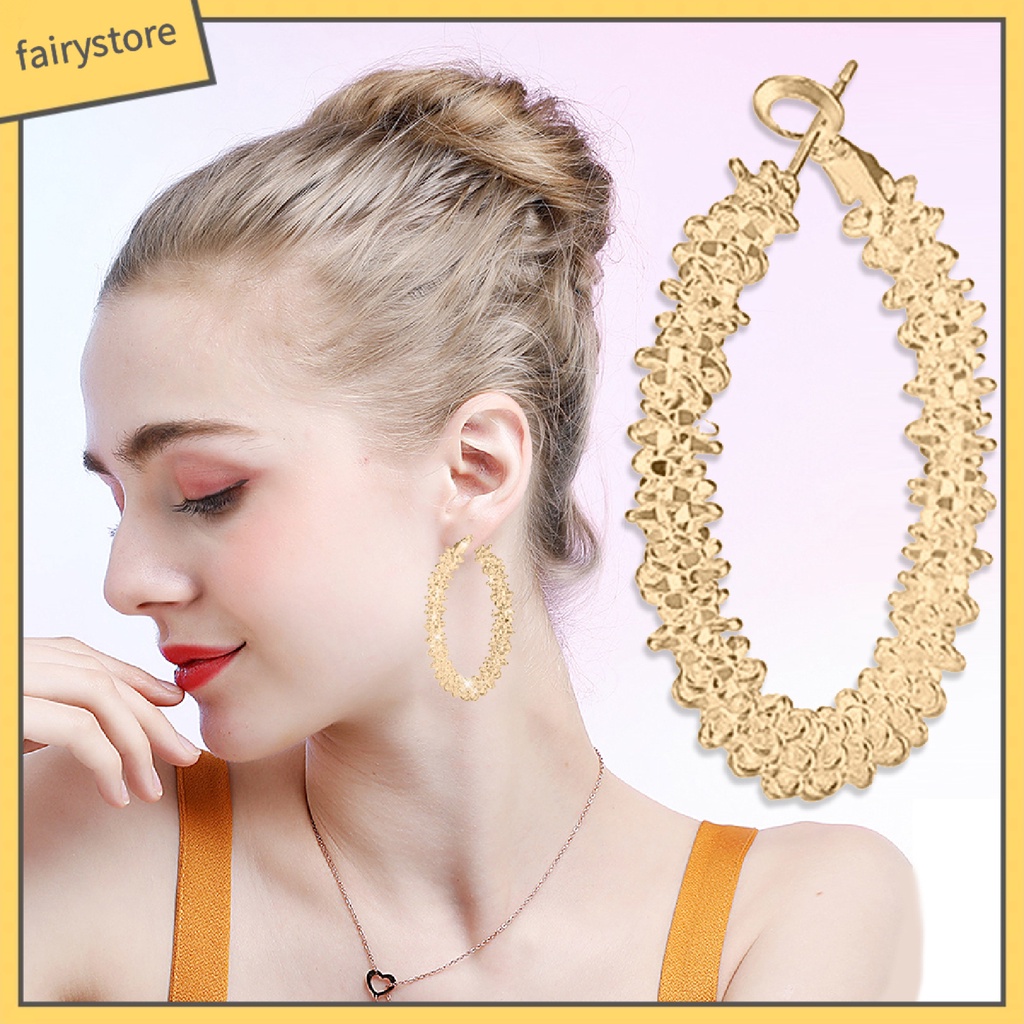 1 Đôi Bông Tai Hình Tròn Thắt Nút Bằng Hợp Kim Nhẹ Thời Trang Dành Cho Nữ