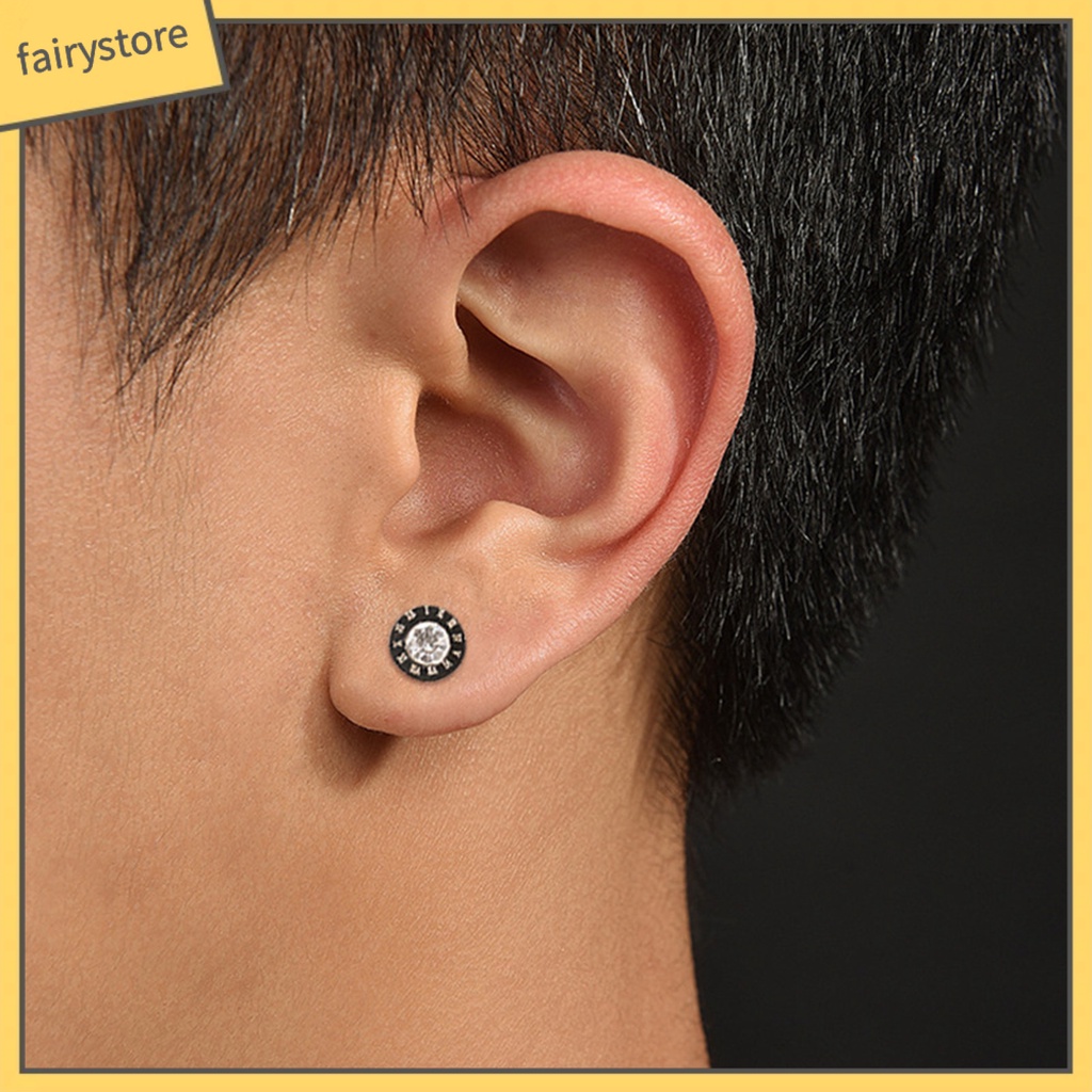 1 Đôi Bông Tai Tròn Đính Đá Phong Cách Hip Hop Punk Thời Trang Dành Cho Nam