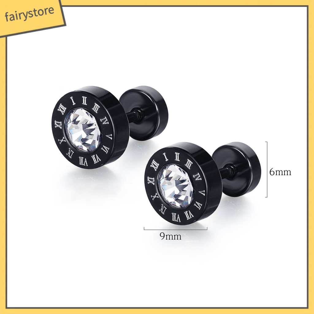 1 Đôi Bông Tai Tròn Đính Đá Phong Cách Hip Hop Punk Thời Trang Dành Cho Nam