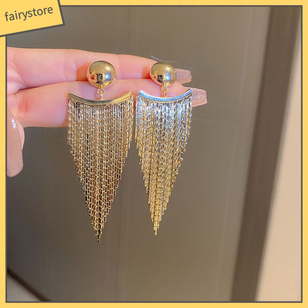 1 Đôi Bông Tai Tua Rua Dáng Dài Sang Trọng Thời Trang