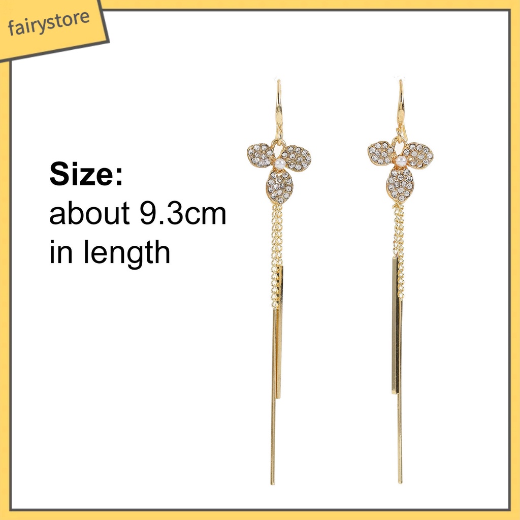 1 Đôi Bông Tai Tua Rua Dài Hình Cánh Hoa Chống Rỉ Sét Sang Trọng Cho Nữ