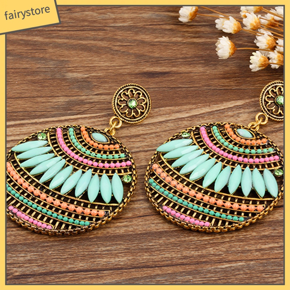 Đôi Khuyên Tai Dài Bản Tròn Kiều Boho Thời Trang Cho Nữ