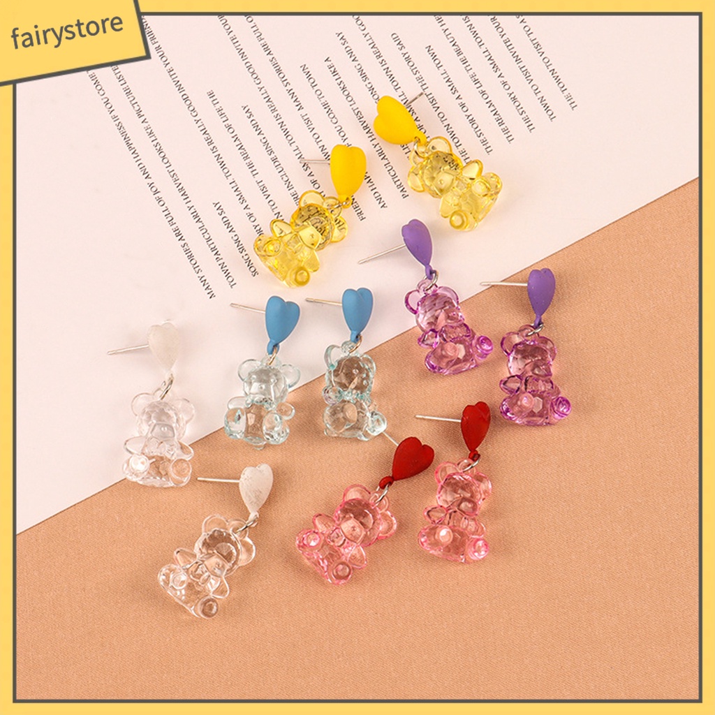 1 Đôi Bông Tai Hình Gấu Hoạt Hình Dễ Thương