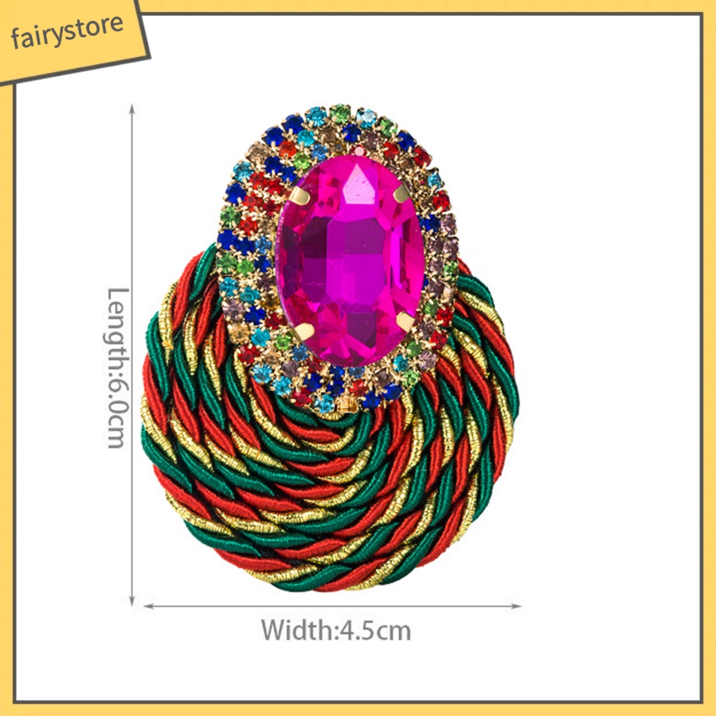 1 Đôi Bông Tai Hình Tròn Đan Tay Đính Đá Nhiều Màu Lấp Lánh