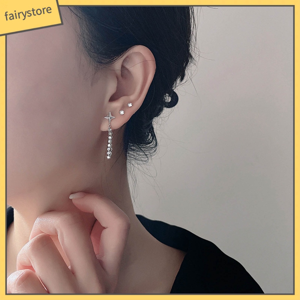 1 Đôi Bông Tai Hình Ngôi Sao Đính Đá Lấp Lánh Thời Trang Dành Cho Nữ