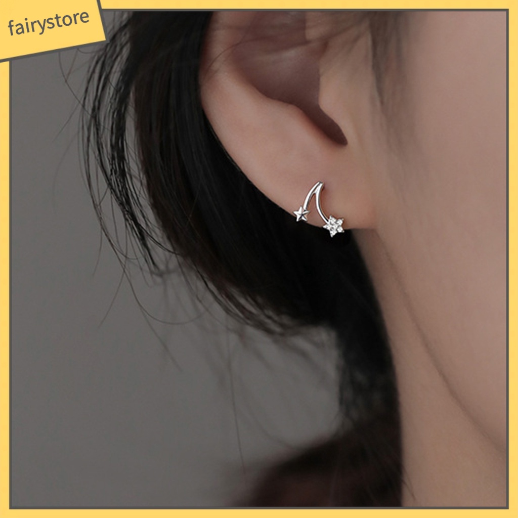 1 Đôi Bông Tai Hình Ngôi Sao Năm Cánh Đính Đá Màu Sắc Ngọt Ngào