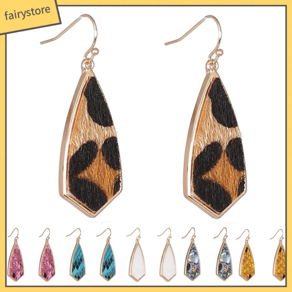 1 Đôi Bông Tai Hợp Kim Dáng Dài Họa Tiết Da Báo Thời Trang Cho Nữ