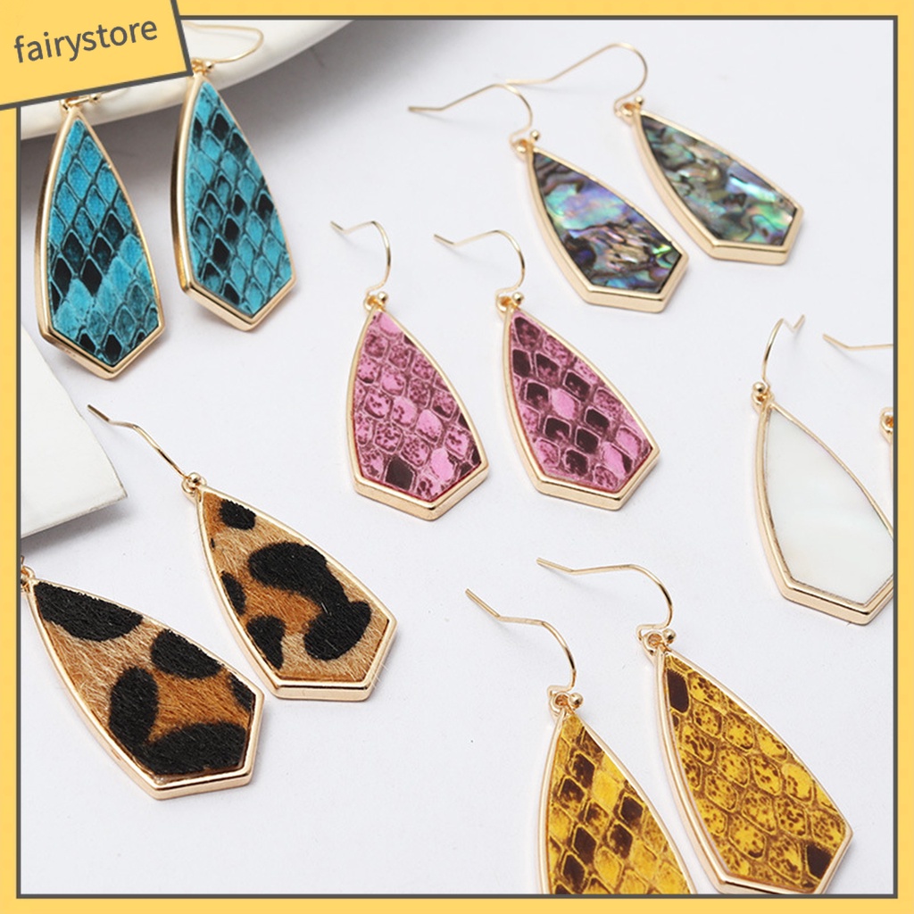 1 Đôi Bông Tai Hợp Kim Dáng Dài Họa Tiết Da Báo Thời Trang Cho Nữ