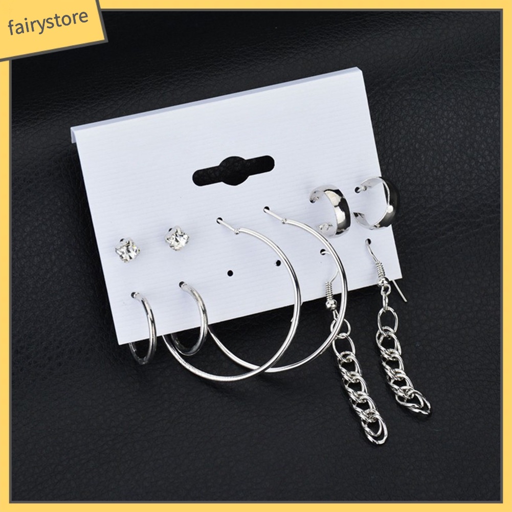 Bộ Khuyên Tai Dạng Móc Đính Đá Lấp Lánh Thời Trang Cho Nữ