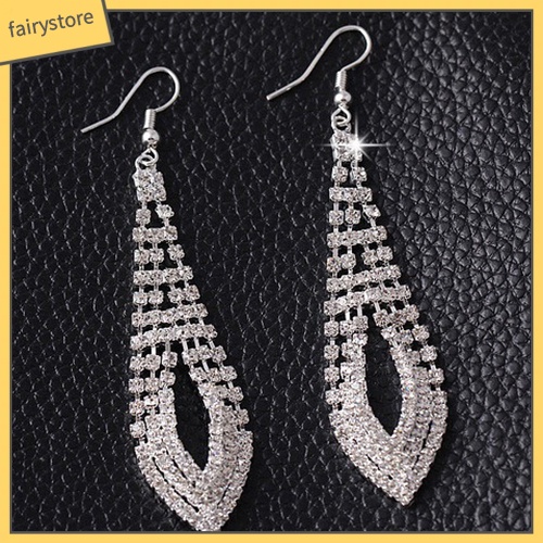 Đôi Khuyên Tai Dài Đính Đá Thời Trang Cho Nữ