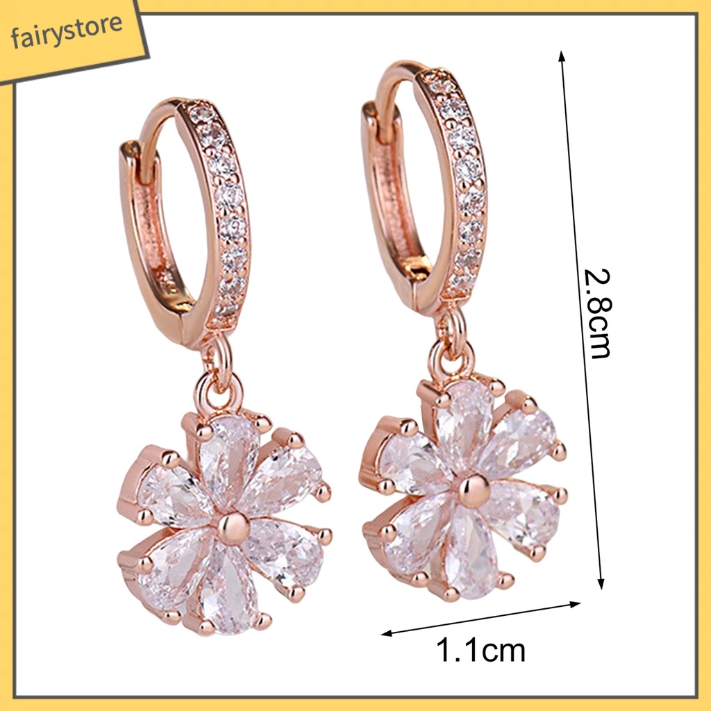 1 Đôi Bông Tai Dáng Dài Đính Đá Zircon Lấp Lánh Thời Trang Cho Nữ