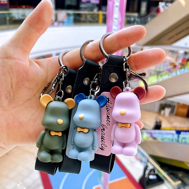 Móc Khóa Xe Hơi Hình Gấu Thắt Nơ Phong Cách Bắc Âu Sáng Tạo