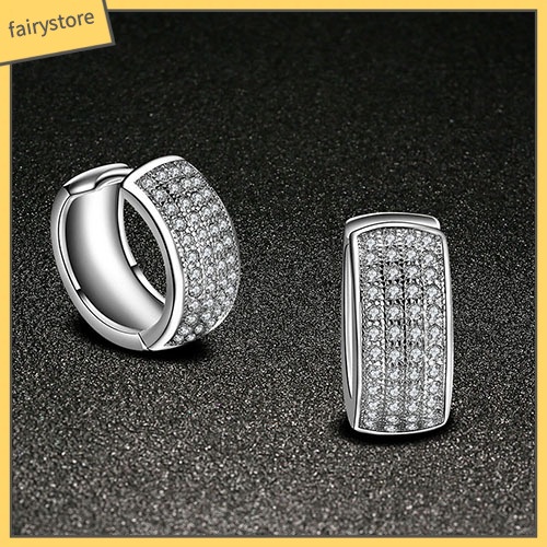 Bông Tai Tròn Đính Đá Zircon Lấp Lánh Dành Cho Nữ