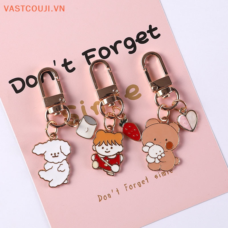 Móc Khóa Hình Thỏ / Gấu Bông VASTJI Kiểu Hàn Quốc Dễ Thương
