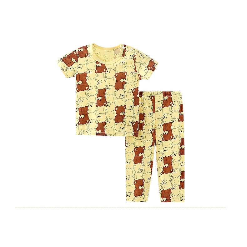 Bộ Đồ Ngủ Tay Ngắn Chất Cotton Mỏng Nhẹ Thời Trang Mùa Hè Xinh Xắn Cho Bé Trai Và Gái 100-160cm