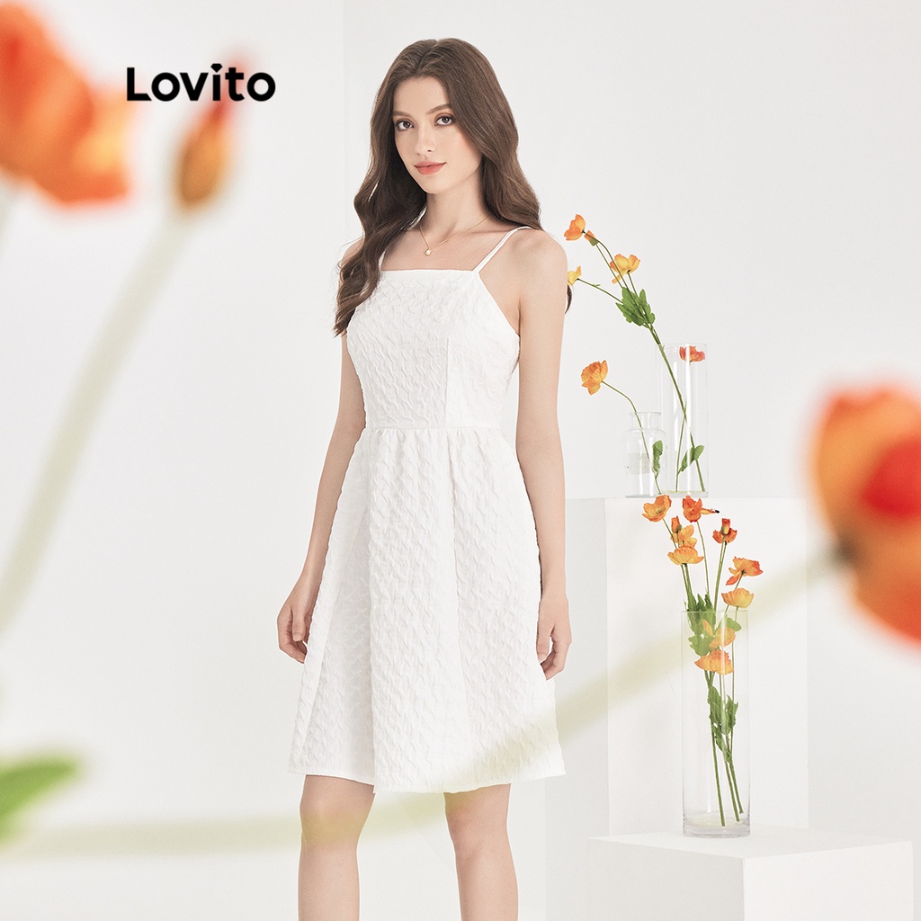 Đầm midi Lovito kiểu chữ A không tay xếp nếp màu trơn thường ngày cho nữ L51ED124 (Màu mơ)