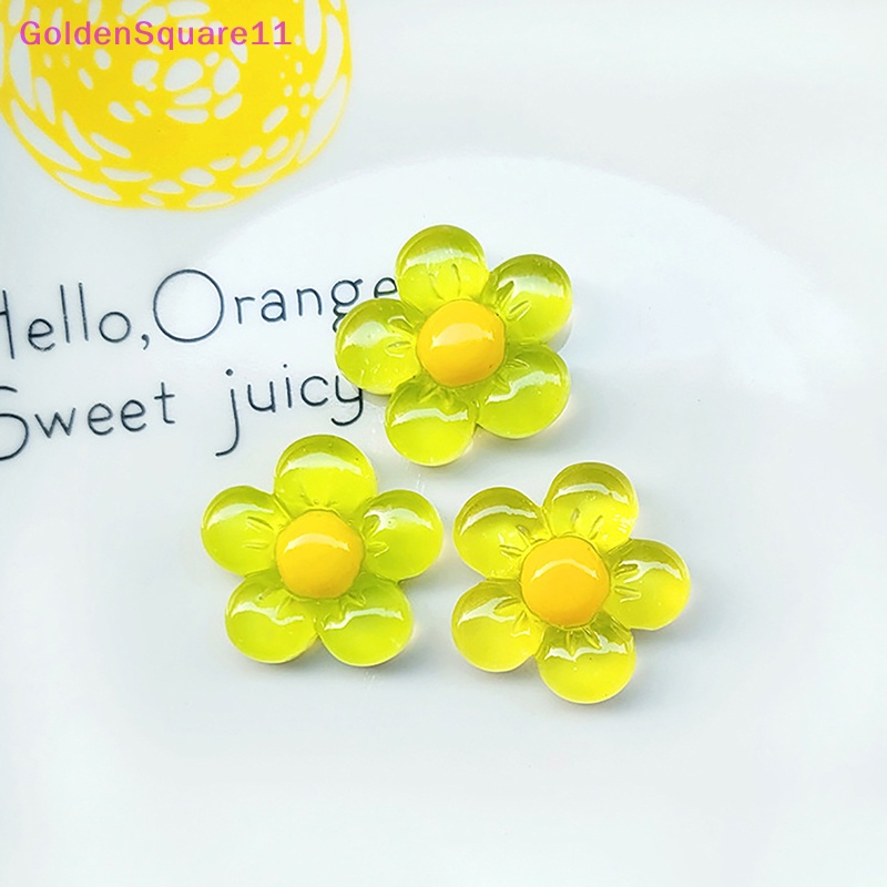 Bộ 20 Bông Hoa Bằng Resin Màu Vàng Đồng Dùng Làm Mặt Dây Chuyền Sổ Tay Thủ Công