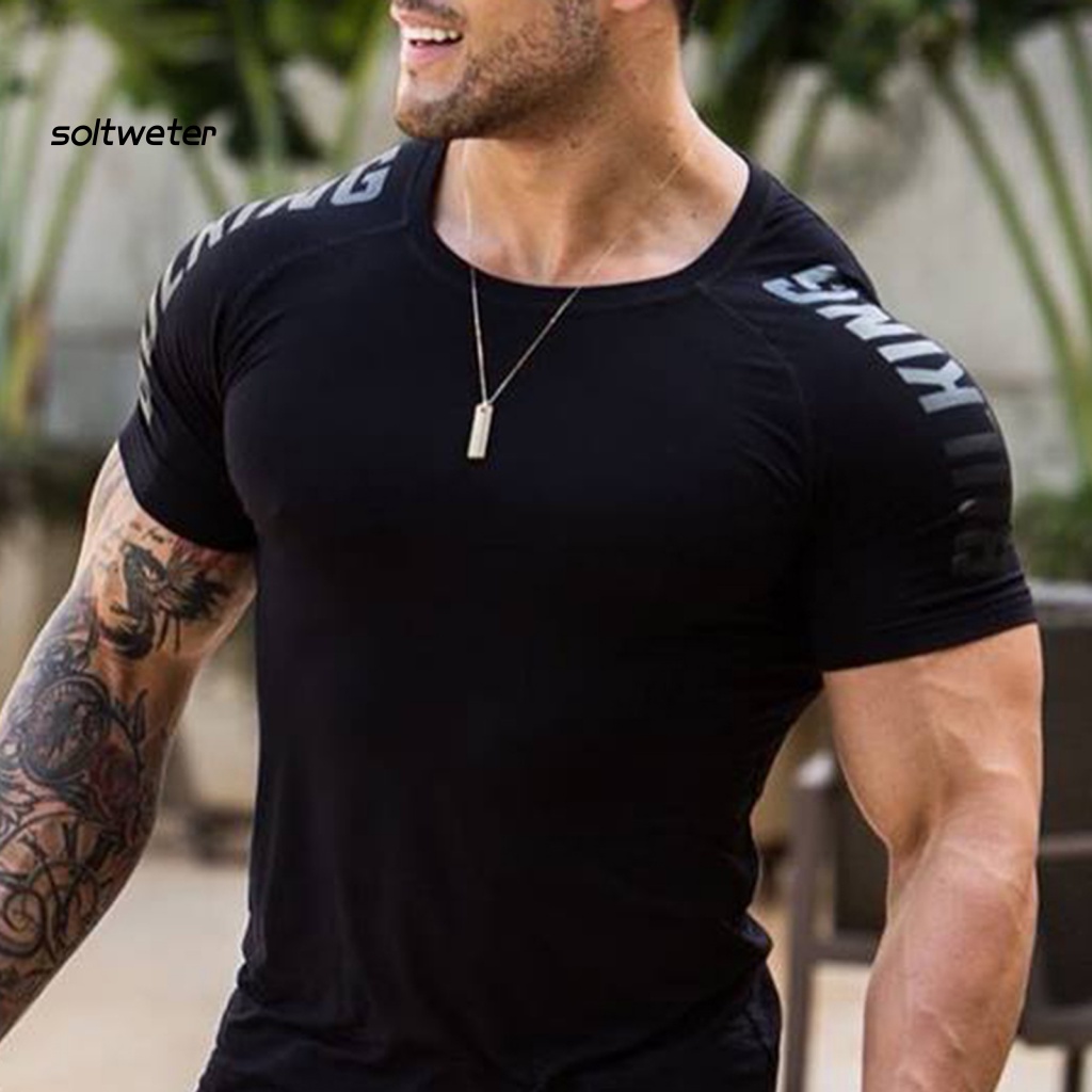 Áo Thun Thể Thao Tay Ngắn Cổ Tròn Chất Liệu Co Giãn Thấm Hút Mồ Hôi Nhanh Khô Thời Trang Mùa Hè Cho Nam