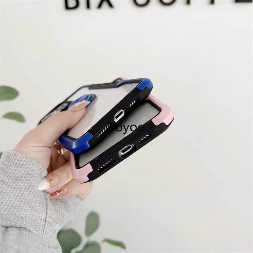 Ốp Điện Thoại Armor Silicone Trong Suốt Có Thanh Đỡ Chống Sốc Cho iPhone 14 13 12 11 Pro Max X XS XR 7 8 Plus