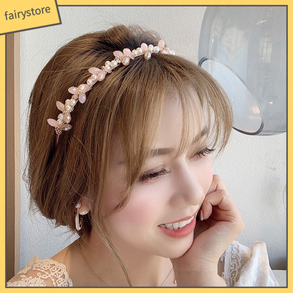 Kẹp Tóc Đính Ngọc Trai Giả Pha Lê &amp; Đá Nhiều Màu Chống Trượt Cho Nữ