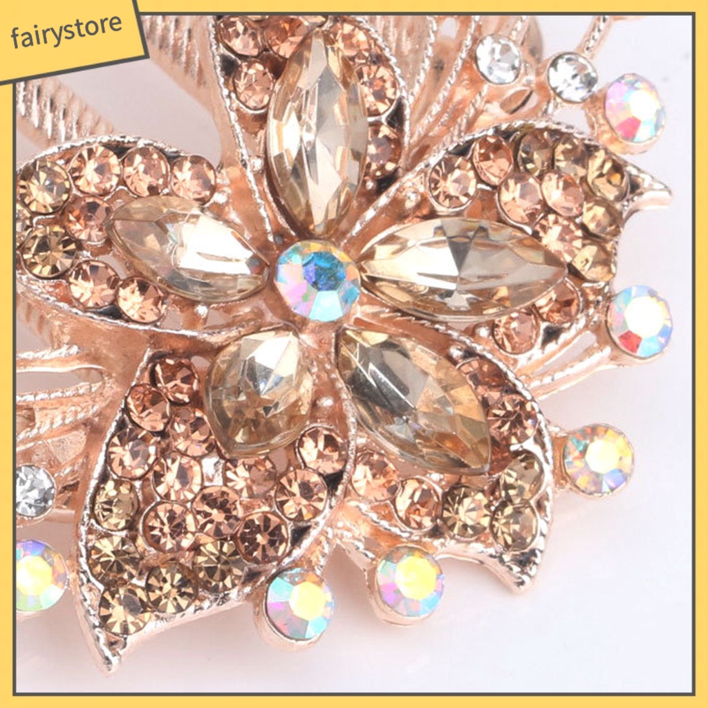 Lược Cài Tóc Năm Răng Đính Đá Lấp Lánh Chất Lượng Cao