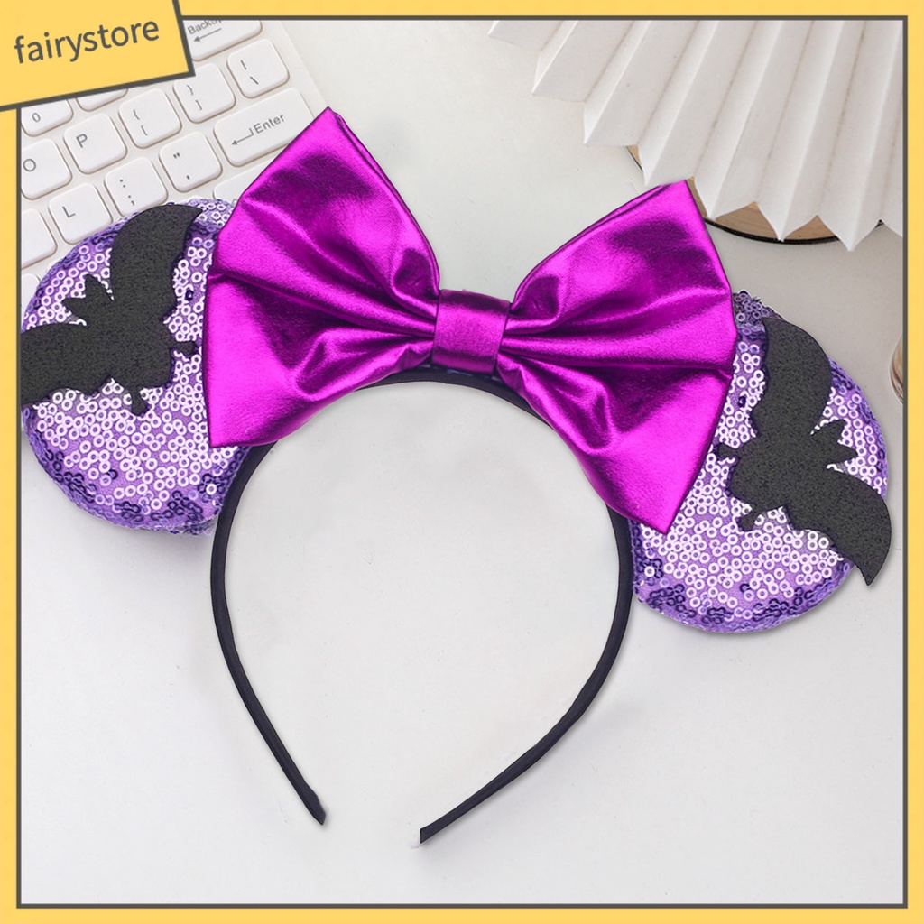 Băng Đô Cài Tóc Hình Nơ Đính Kim Sa Màu Sắc Tương Phản Trọng Lượng Nhẹ Có Thể Tái Sử Dụng Cho Tiệc Halloween